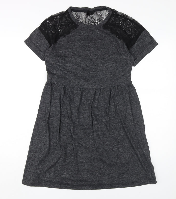 Topshop Women's Grey Fit & Flare Dress UK 10