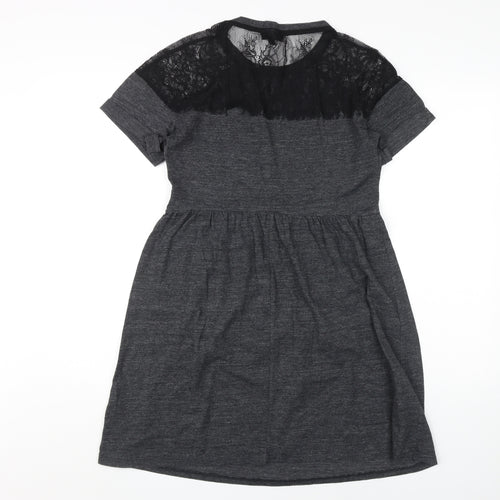 Topshop Women's Grey Fit & Flare Dress UK 10