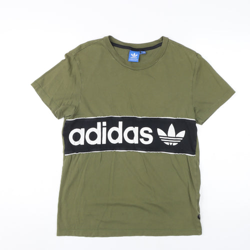 Adidas Men's Green XS Cotton Graphic T-Shirt