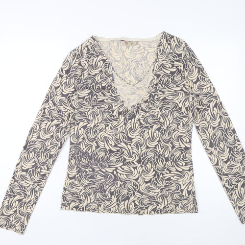 Fat Face Women's Beige Geometric Tunic Blouse Size 12