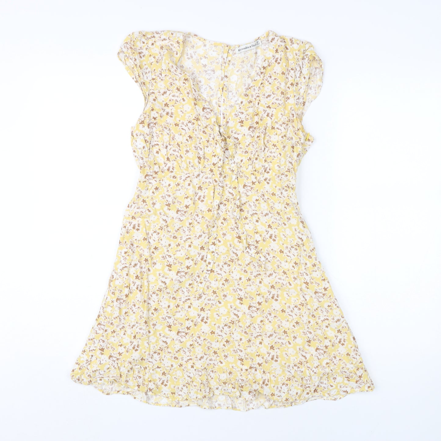 Abercrombie & Fitch Women's Yellow Floral A-Line Dress S