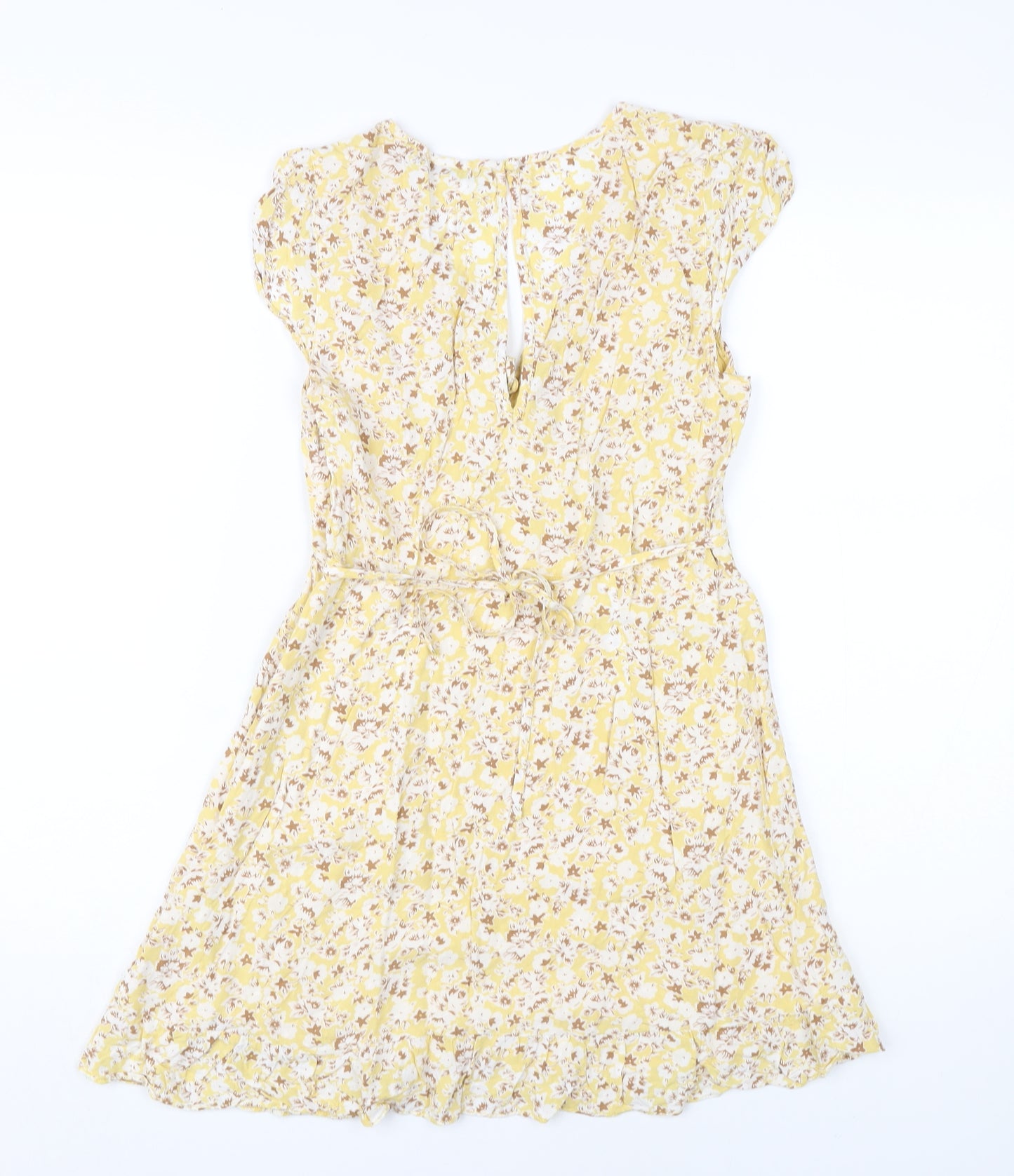 Abercrombie & Fitch Women's Yellow Floral A-Line Dress S