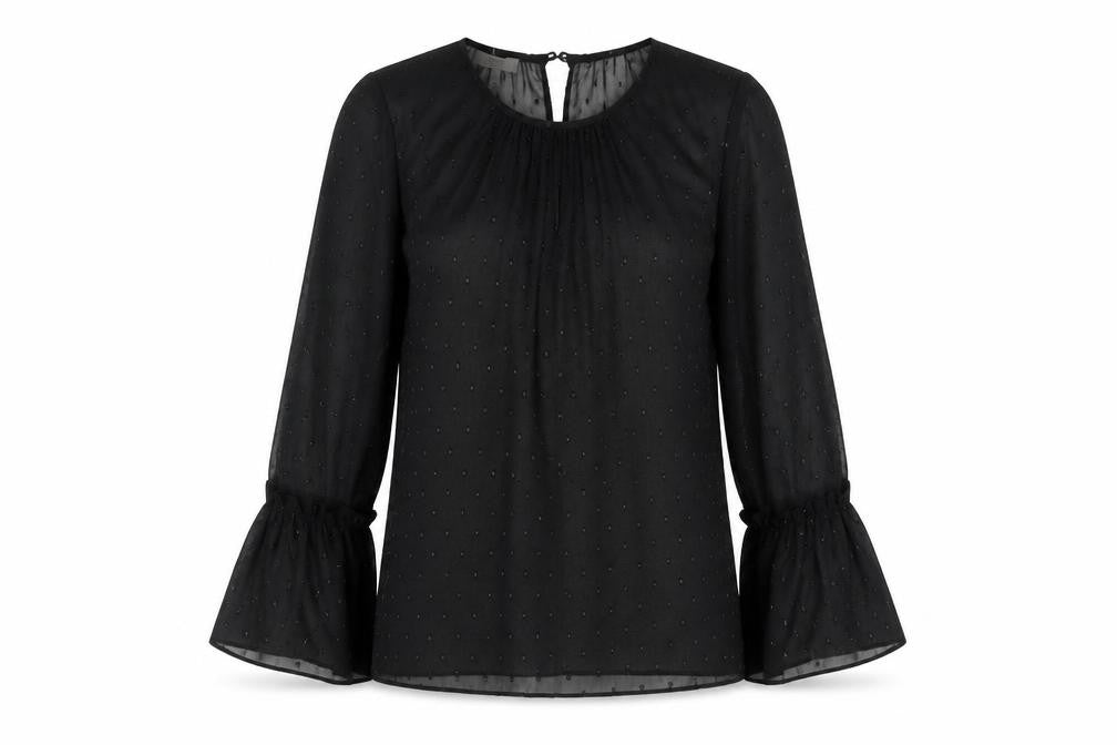 Front view of Hobbs Women's Black Tunic Blouse, size S