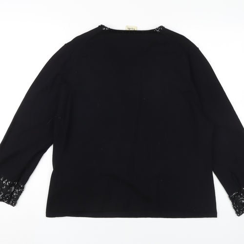 Viyella Women's Black Sequin V-Neck Jumper XL