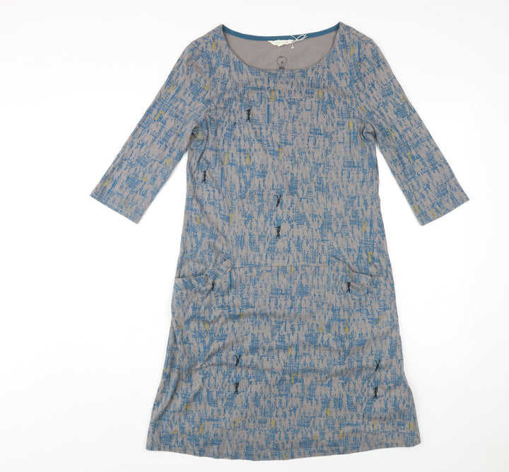 White Stuff Women's Blue Knee Length Shift Dress Size 10