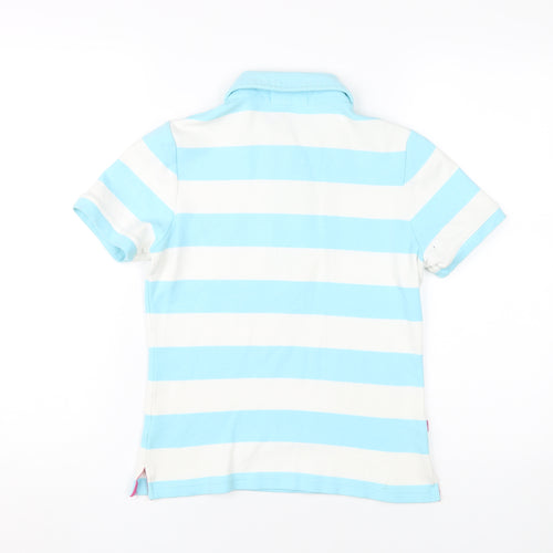 Viyella Women's Blue Striped Polo Shirt Short Sleeve