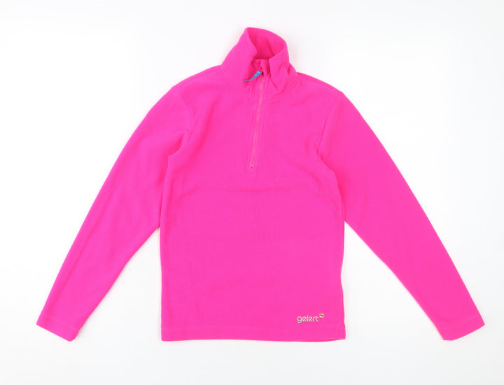 Gelert Girls' Pink Fleece Sweatshirt 9-10 Years, Mock Neck, 1/2 Zip