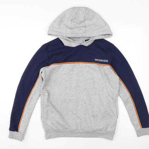 McKenzie Boys Grey Blue Hoodie, Size 13-14 Years, Casual Pullover