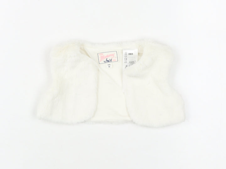 Mandamay Girls' White Waistcoat 3-6 Months Sleeveless Casual