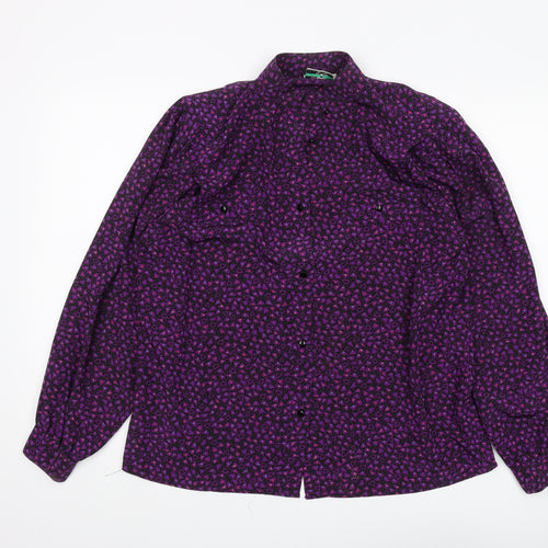 Jacques Vert Women's Purple Geometric Button-Up Shirt