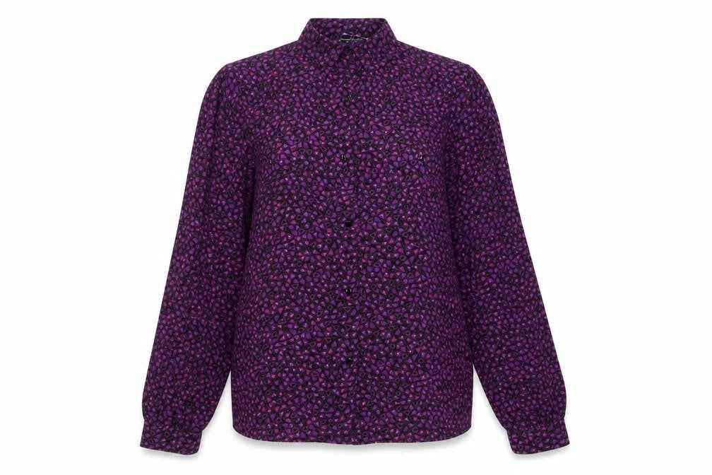 Jacques Vert Women's Purple Geometric Button-Up Shirt
