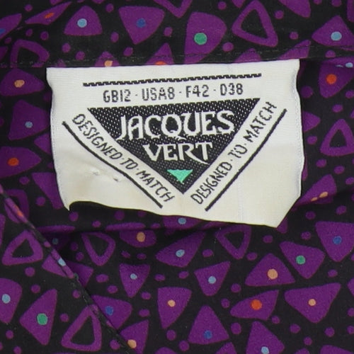 Jacques Vert Women's Purple Geometric Button-Up Shirt