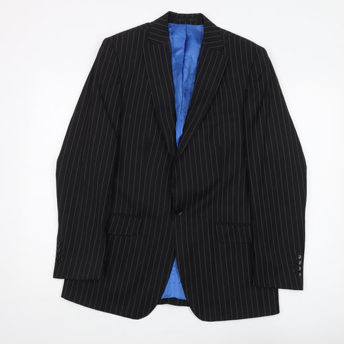 1860 Men's Black Pinstripe Suit Jacket 38R Regular Fit
