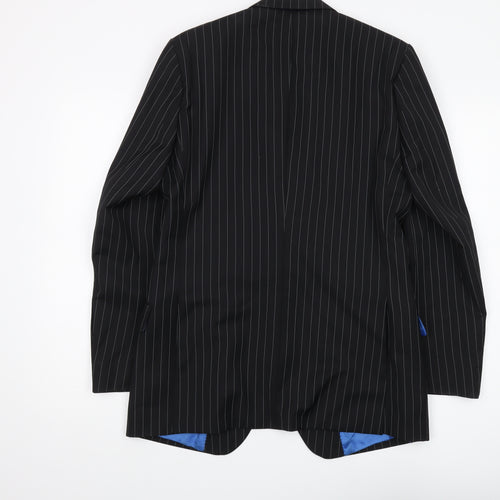 1860 Men's Black Pinstripe Suit Jacket 38R Regular Fit