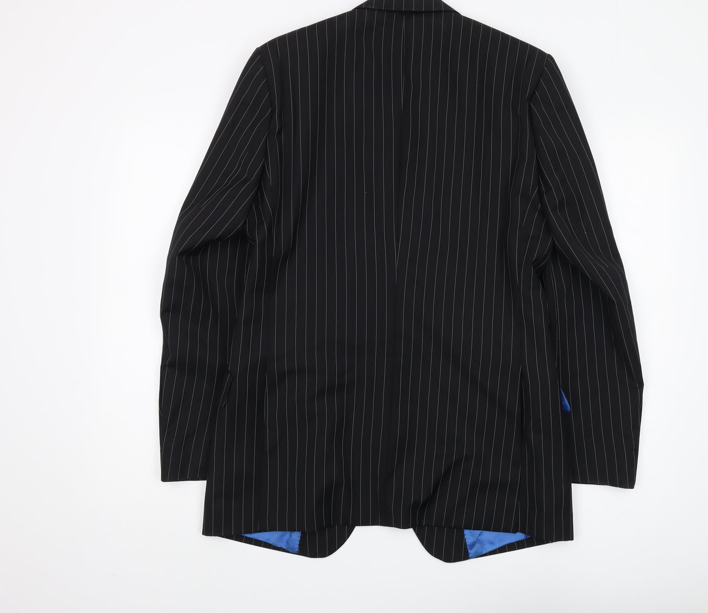 1860 Men's Black Pinstripe Suit Jacket 38R Regular Fit