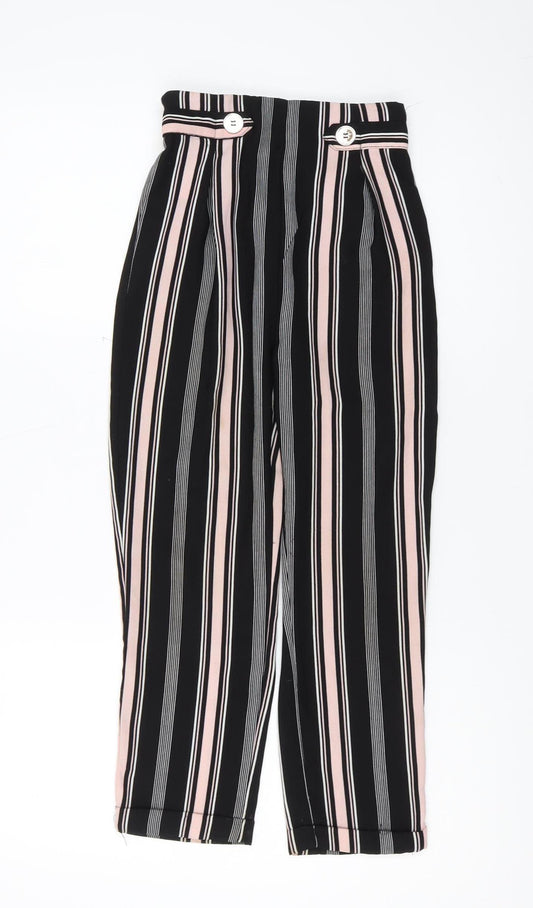 Firetrap Girls Black Striped Paperbag Trousers 9-10 Years