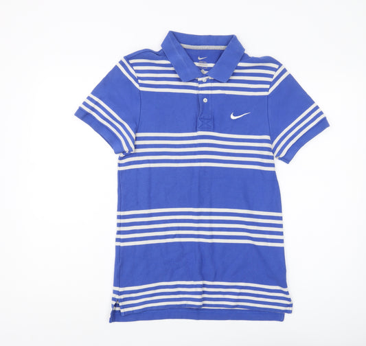 Nike Men's Blue Striped Polo Shirt - Size S