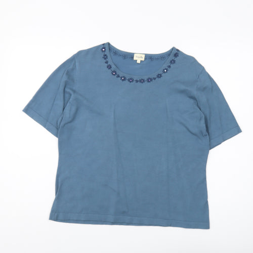 Viyella Women's Blue Embroidered Pullover Jumper L