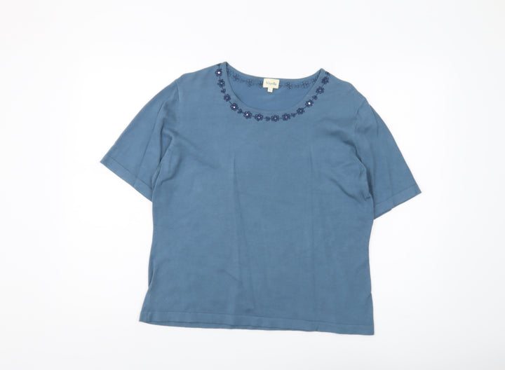 Viyella Women's Blue Embroidered Pullover Jumper L