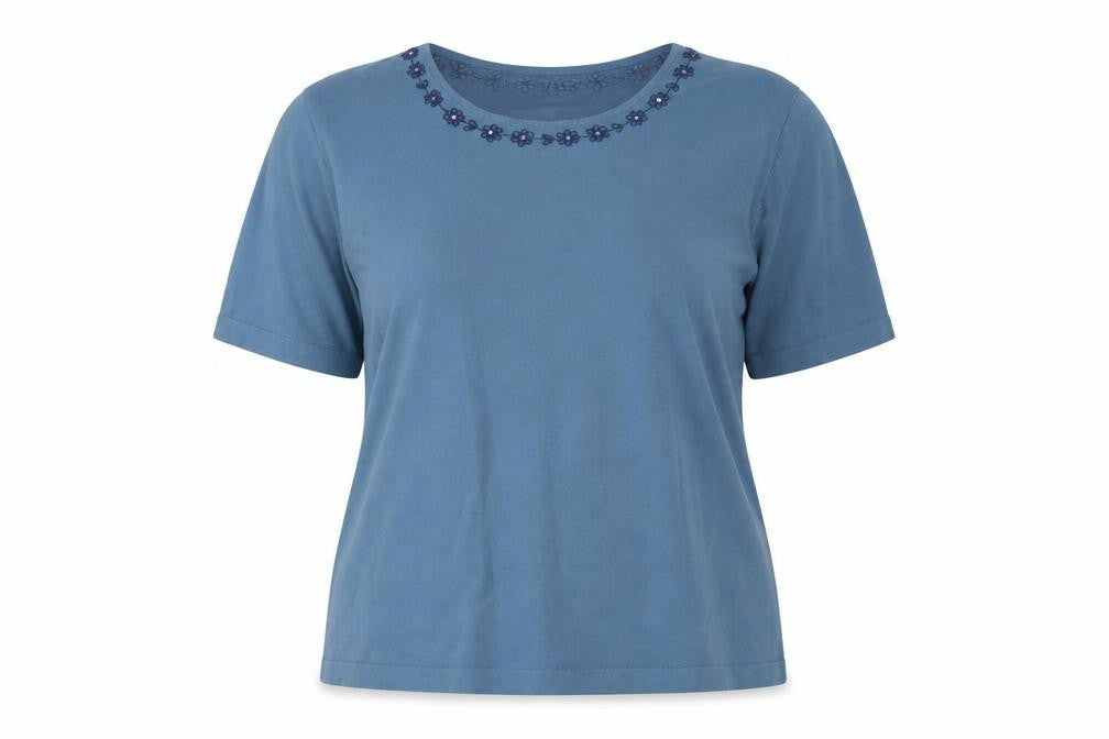 Front view of Viyella Women's Blue Embroidered jumper L