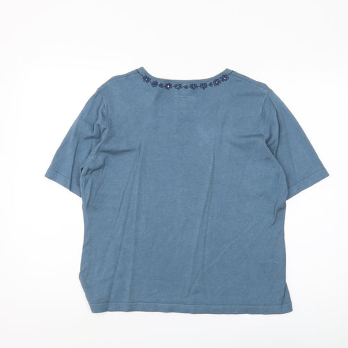 Viyella Women's Blue Embroidered Pullover Jumper L
