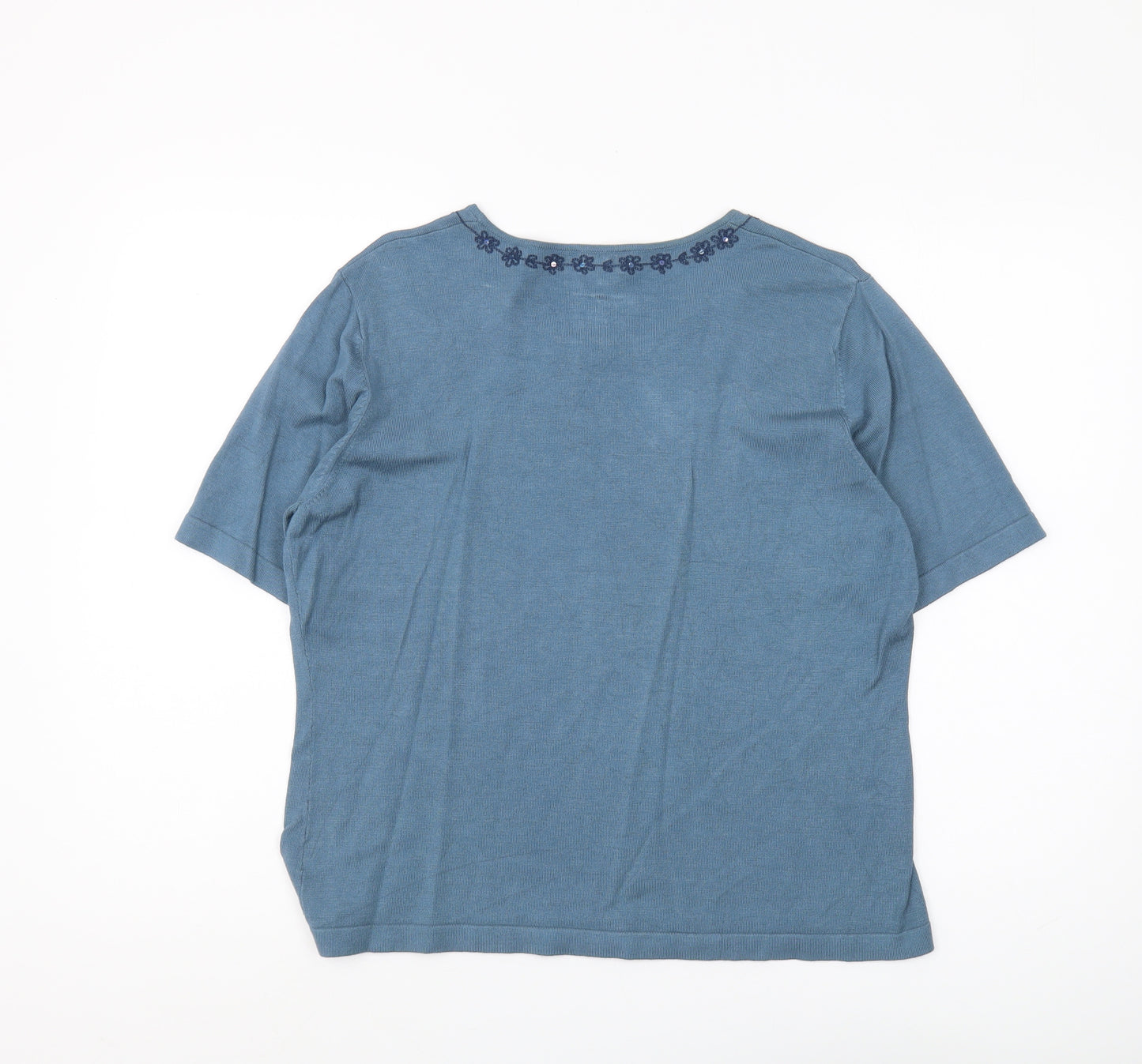 Viyella Women's Blue Embroidered Pullover Jumper L