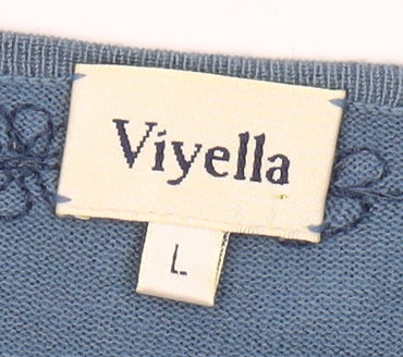 Viyella Women's Blue Embroidered Pullover Jumper L