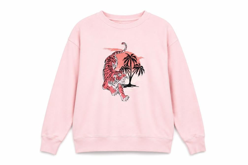 Front view of Hush Women's Pink Pullover Sweatshirt S Casual Graphic