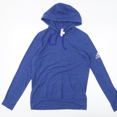 Adidas Women's Blue S Pullover Hoodie with Logo