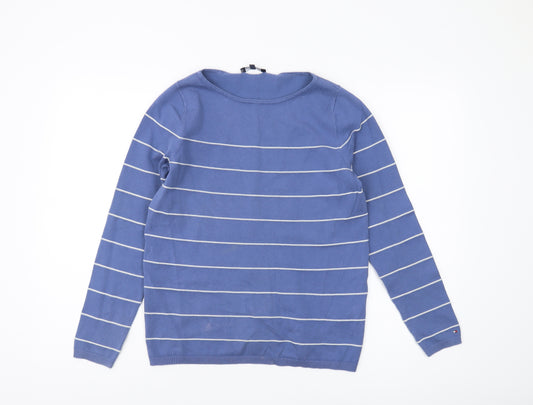 Tommy Hilfiger Women's Blue Striped Pullover Jumper Size S