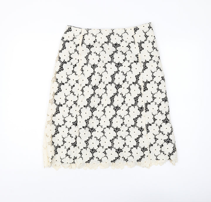Viyella Women's Ivory Lace Floral Skirt - Size 8