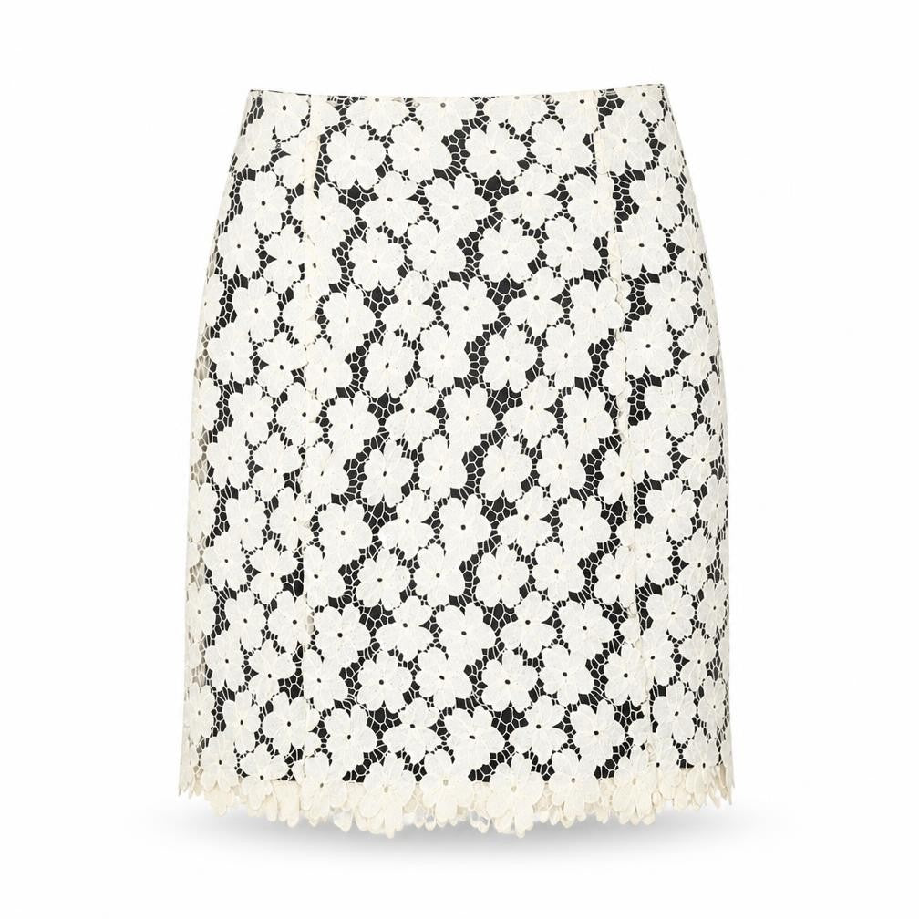 Viyella Women's Ivory Lace Floral Skirt - Size 8