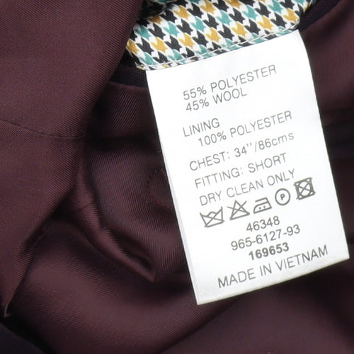 Moss London Men's Purple Slim Fit Suit Jacket 34S