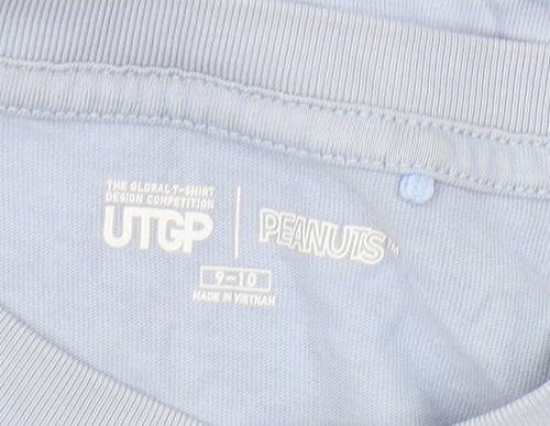 Uniqlo Boys Blue Peanuts Graphic T-Shirt Size 9-10 Years
