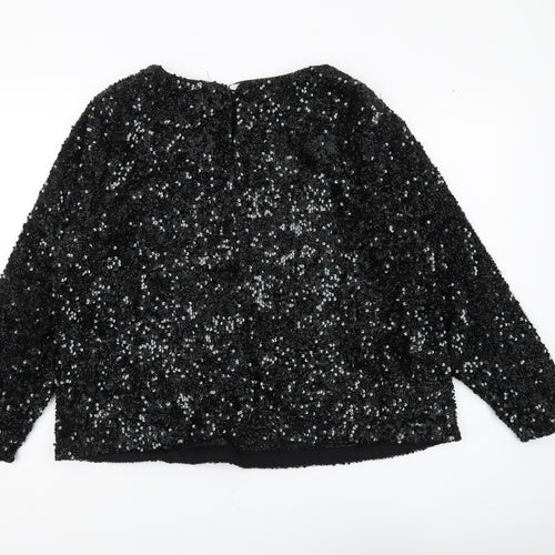 Marks and Spencer Women's Black Sequin Long Sleeve Top