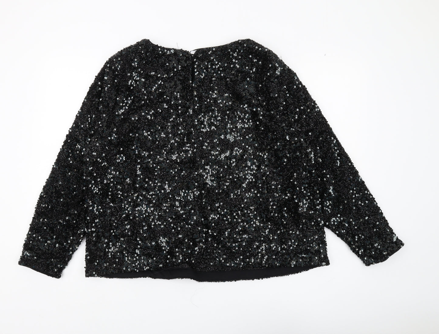 Marks and Spencer Women's Black Sequin Long Sleeve Top
