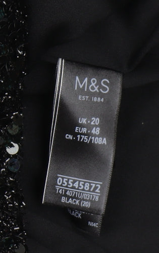 Marks and Spencer Women's Black Sequin Long Sleeve Top