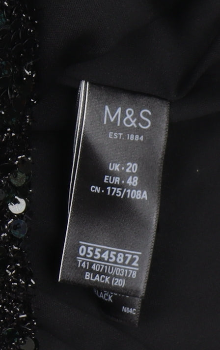 Marks and Spencer Women's Black Sequin Long Sleeve Top