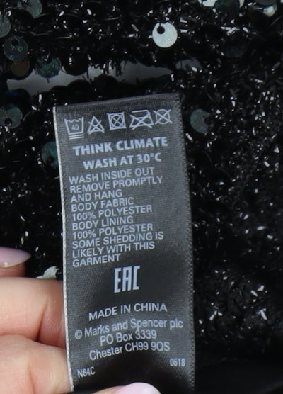 Marks and Spencer Women's Black Sequin Long Sleeve Top