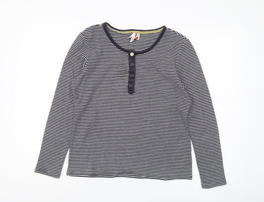 Joules Women's Blue Striped Long Sleeve Jersey T-Shirt, Size 16