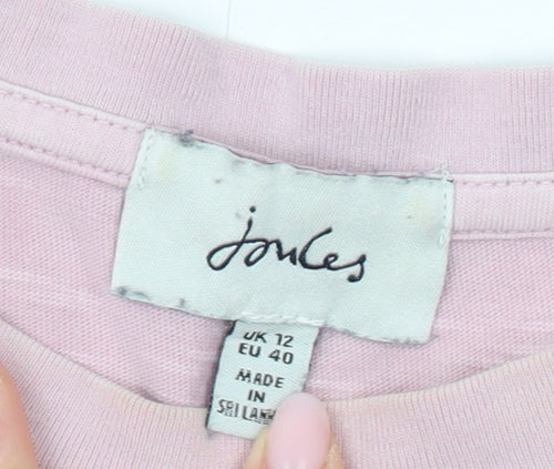Joules Women’s Pink T-Shirt Size 12 Classic Crew Neck