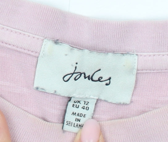 Joules Women’s Pink T-Shirt Size 12 Classic Crew Neck