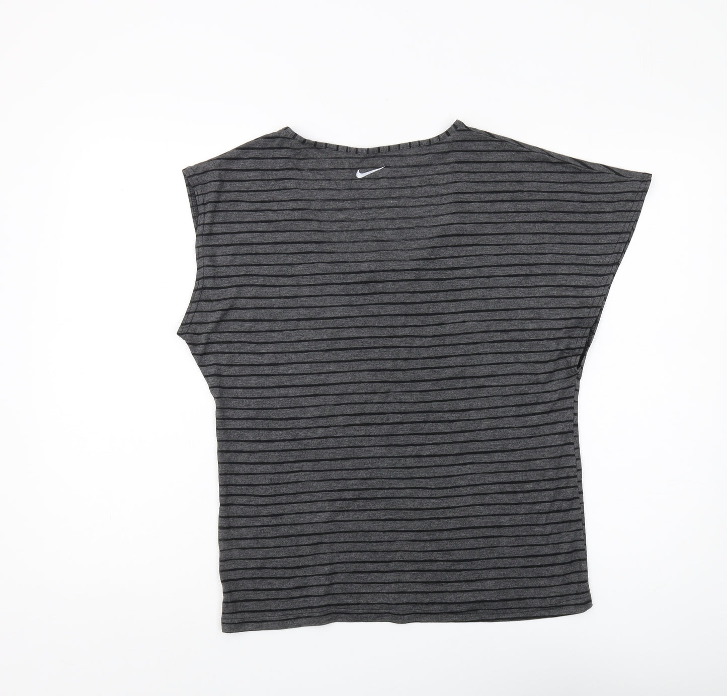 Nike Women's Grey Striped T-Shirt Medium