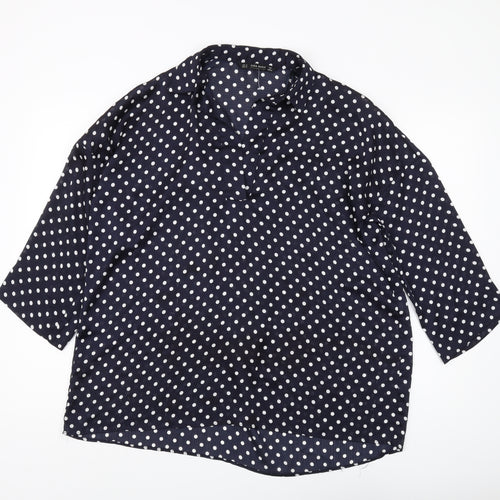 Zara Women's Blue Polka Dot Blouse Size 12