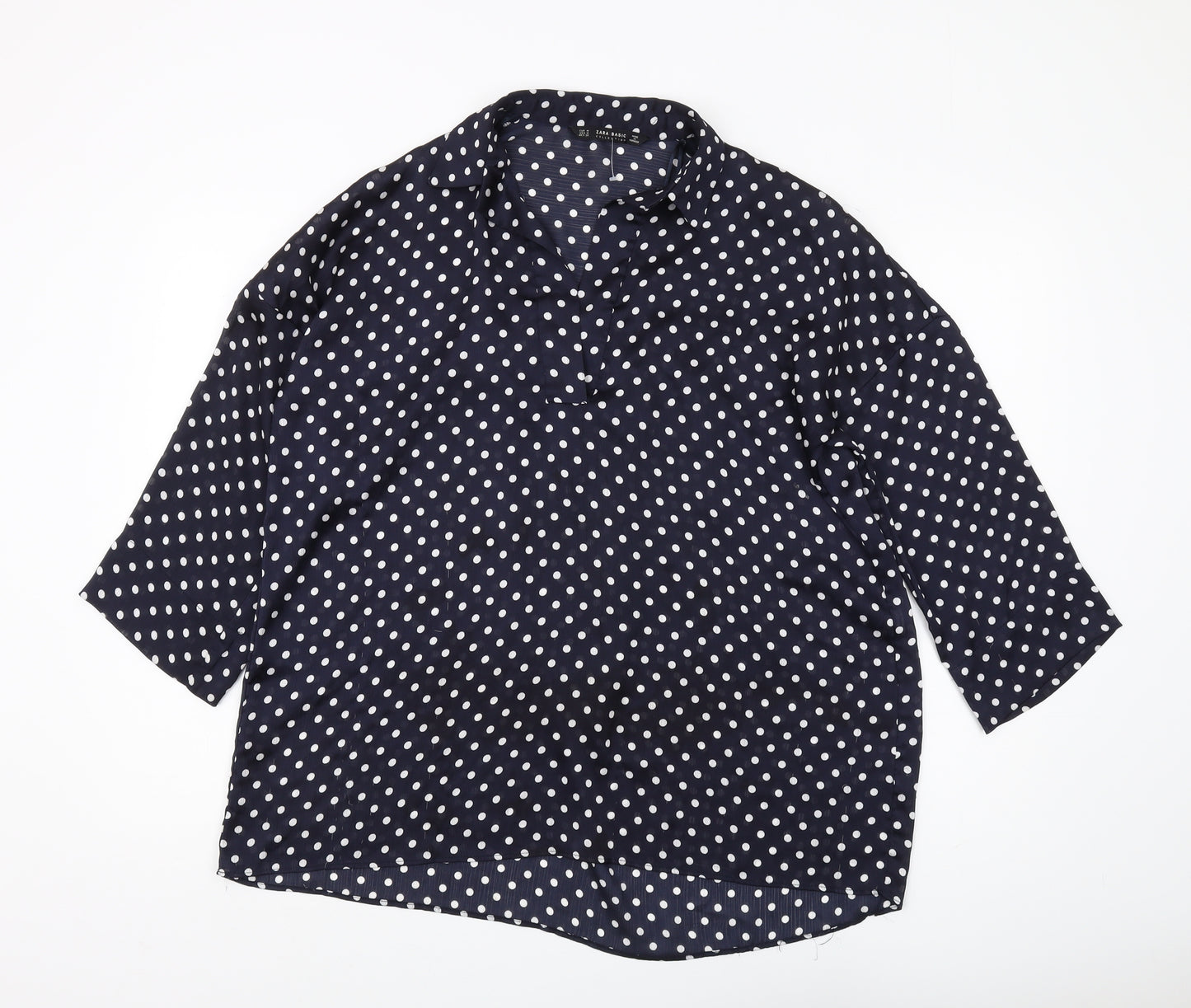 Zara Women's Blue Polka Dot Blouse Size 12