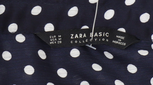Zara Women's Blue Polka Dot Blouse Size 12