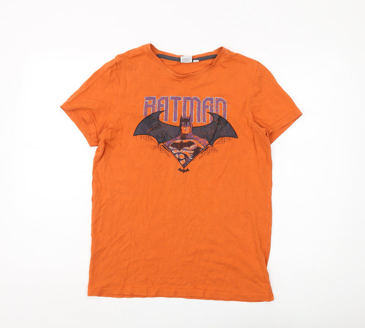 Batman Boys Orange Superhero Graphic Print T-Shirt 16 Years