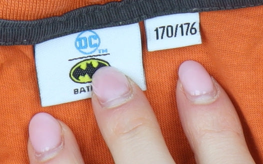 Batman Boys Orange Superhero Graphic Print T-Shirt 16 Years