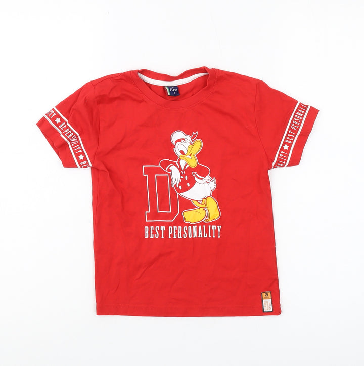 Disney Boys Red Donald Duck A First Graphic T-Shirt, Size 5 Years, Casual Wear