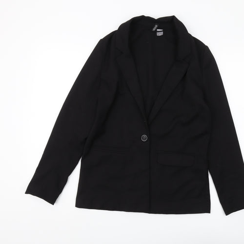 Divided Women Black Blazer Size 8 Single-Breasted